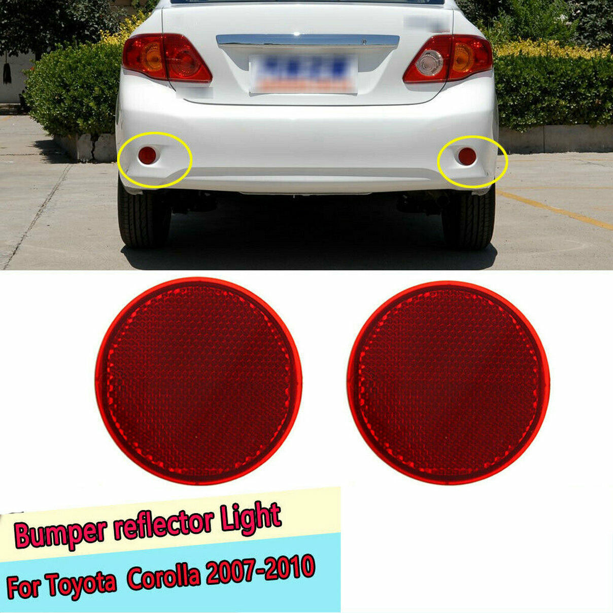 Pair bumper reflector light rear left right for Toyota for Corolla 2007-2010