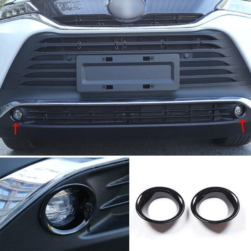 Glossy Black Front Fog Light Lamp Frame Cover For 2021-2023 for Toyota Venza Harrier
