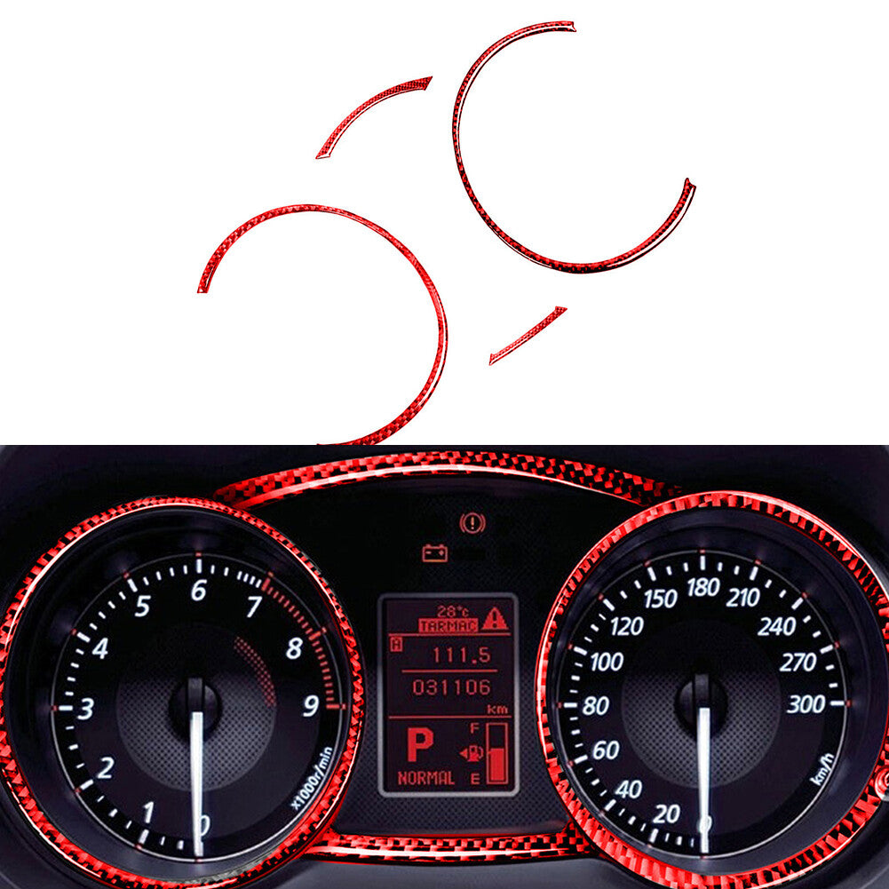 Red Carbon Fiber Speedometer Panel Cover Trim for Mitsubishi Lancer 2008-2015