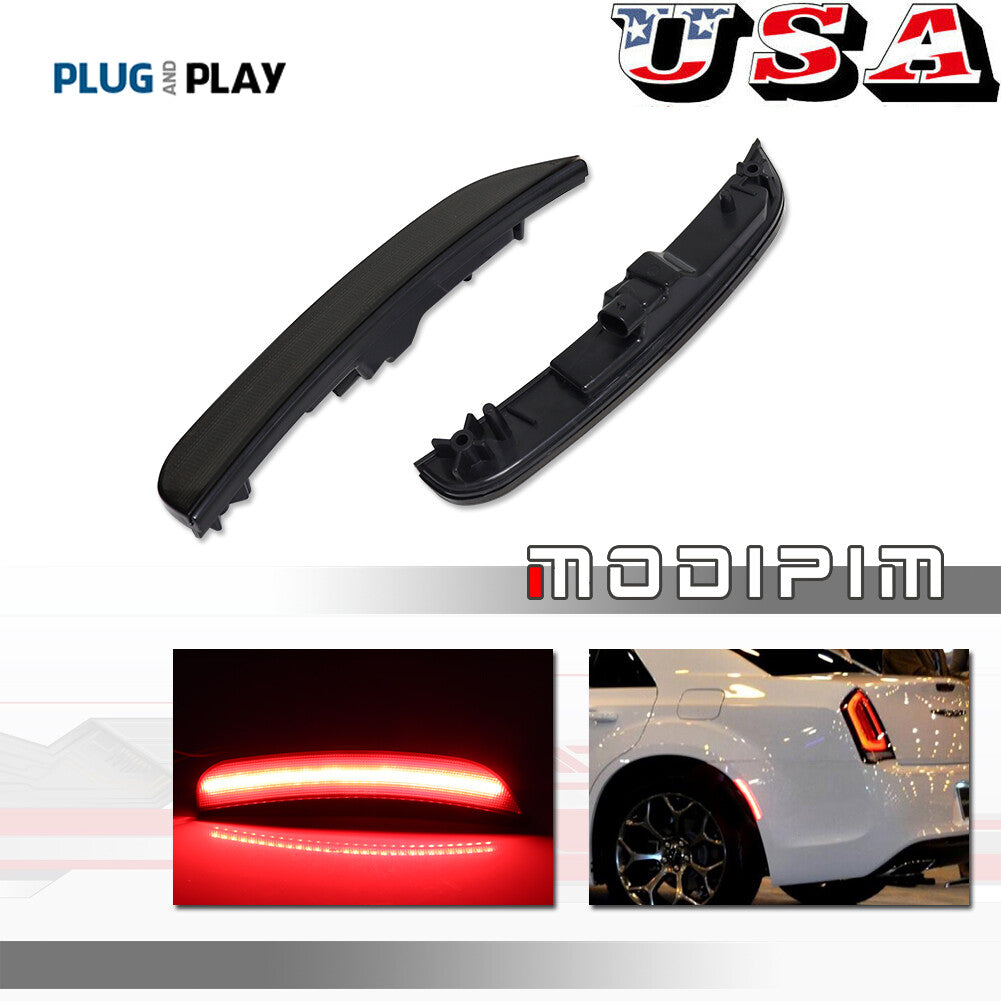 Smoked lens with red LED rear marker lights applicable to 2015-2023 for Chrysler 300 300C