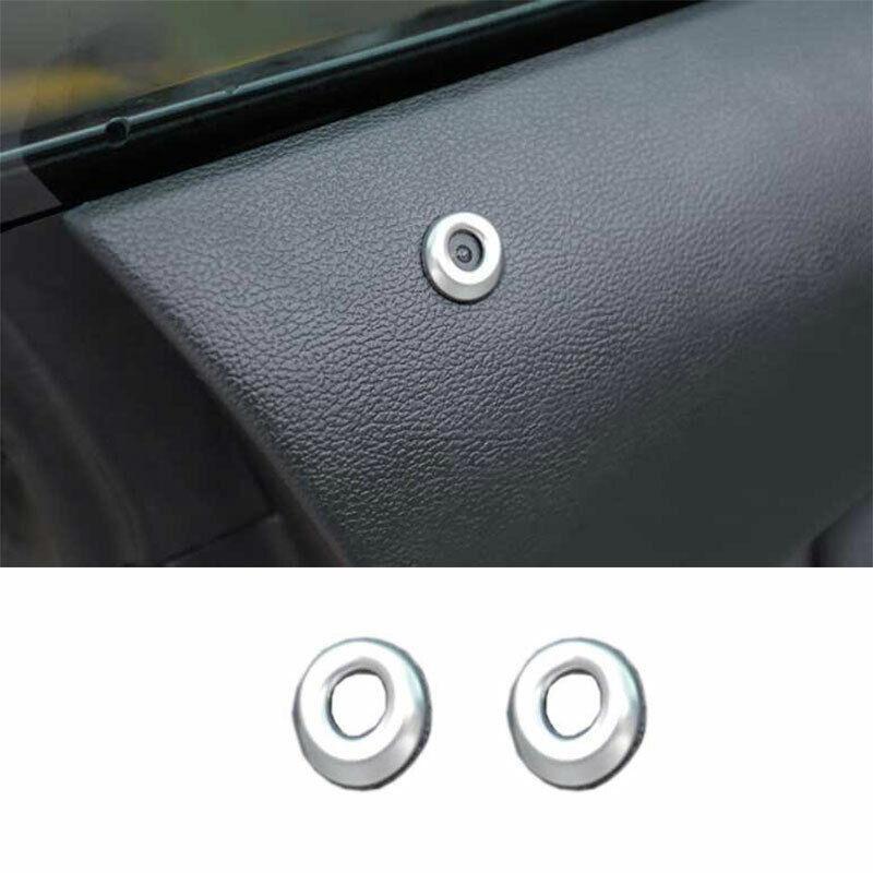 for Ford for Mustang 2015-2022 Silver Steel Inner Door Lock Down Bolt Ring Trim 2PCS