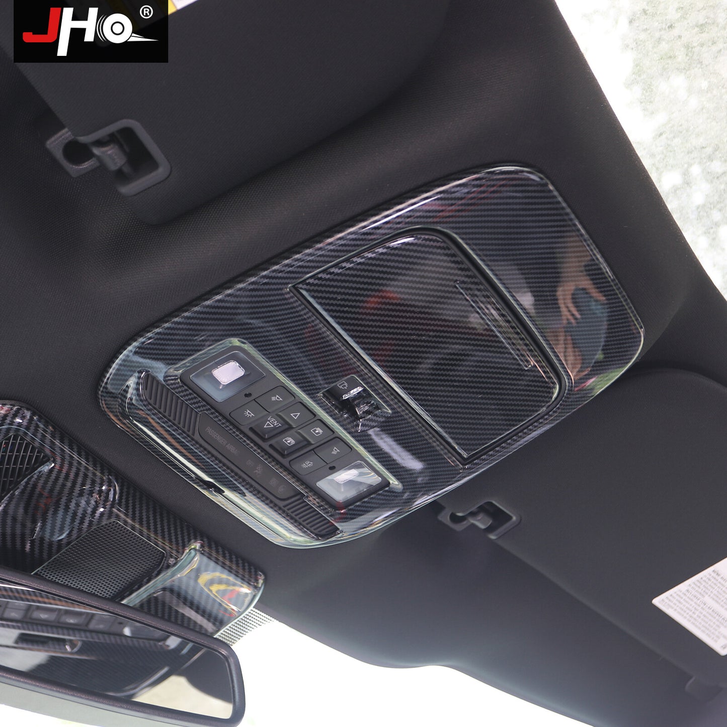 ABS Carbon Fiber Front Reading Light Decor Panel Cover Trim for Ford F150 2021+
