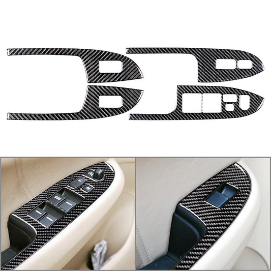 Carbon Fiber Window Lift Panel Switch Cover Trim Black for Honda Accord 2003-07
