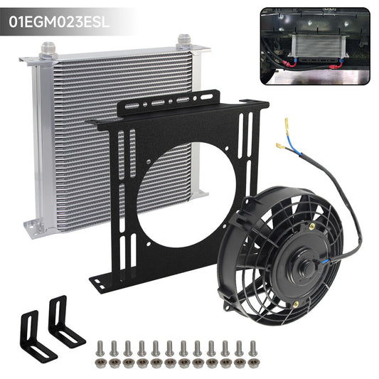 Universal 40 Row AN10 Engine Oil Cooler + 7 Fan Kit New Mounting Bracket Kit SL