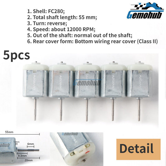 5PC 12000rpmReverse FC280 6mm Knurl Shaft Micro Tailgate Lock Door Lock DC Motor