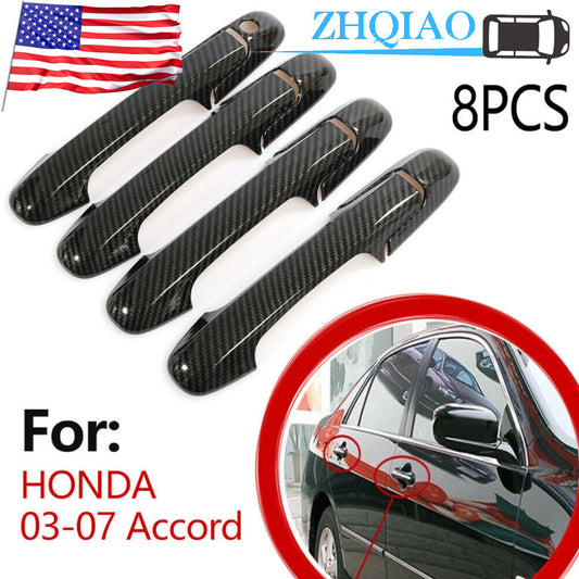 Carbon Fiber Side Door Handle Cover Trim for Honda Accord 2003 04 2005 2006 2007