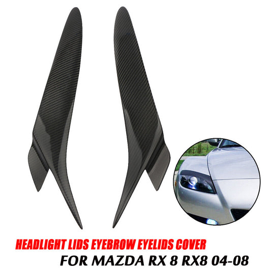 Carbon fiber headlight eyebrow/eyelid trim for Mazda RX8 2004-2008