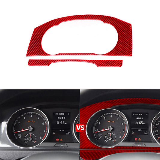 Red Carbon Fiber Dashboard Console Panel Trim Cover for VW for Golf MK7 2014-2019
