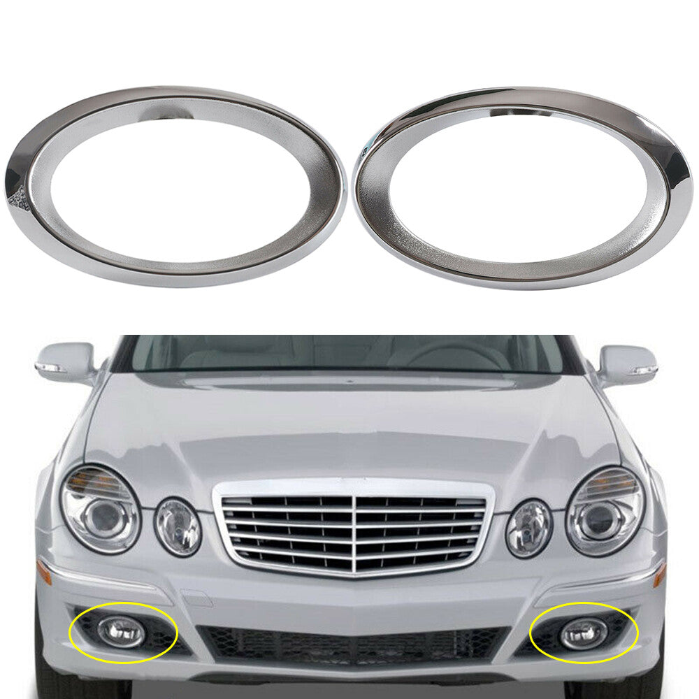 Fits 2007-2009 for Mercedes W211 E320 E350 E550 Pair Chrome Fog Light Trim Bezel
