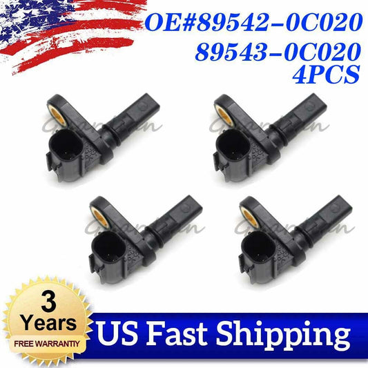 4-piece set of front and rear L+R wheel speed sensors suitable for Toyota Sequoia Tundra 4.6L, 4.7L, and 5.7L engines.