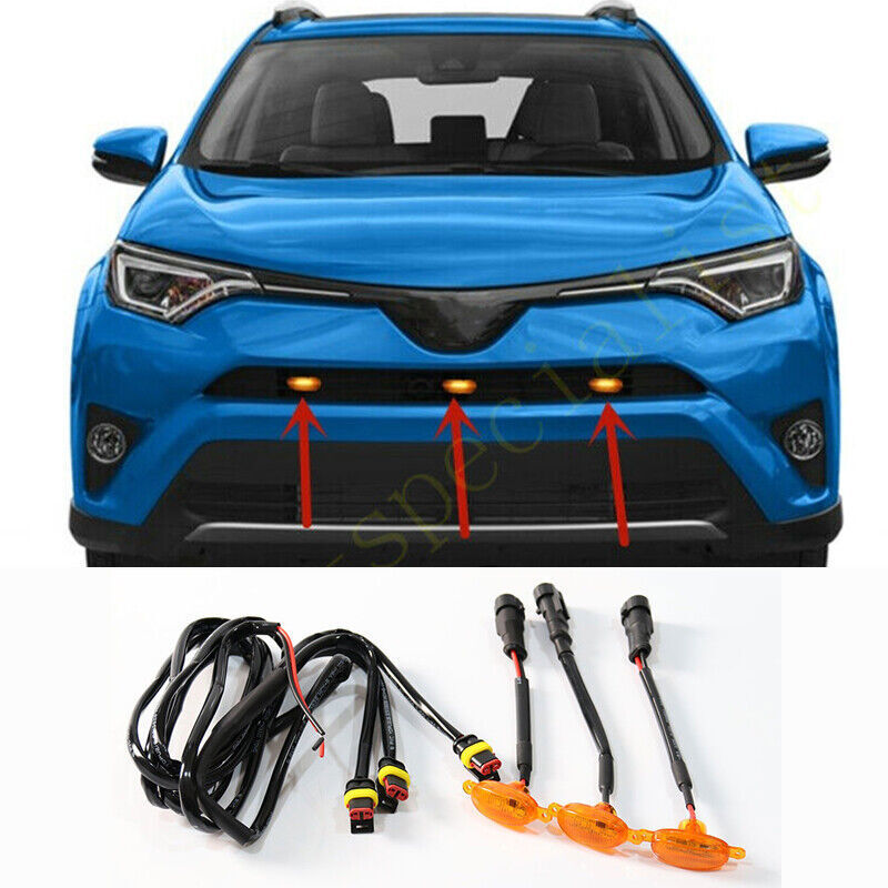 for Toyota RAV4 2016-2018 yellow Style Grill LED Amber Marker Light Kit