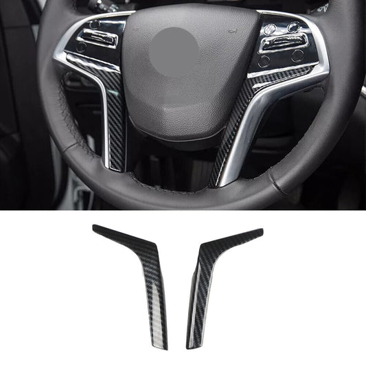 for Cadillac XTS 2013-17 ABS Carbon Fiber Steering Wheel Moulding Cover Trim 2P