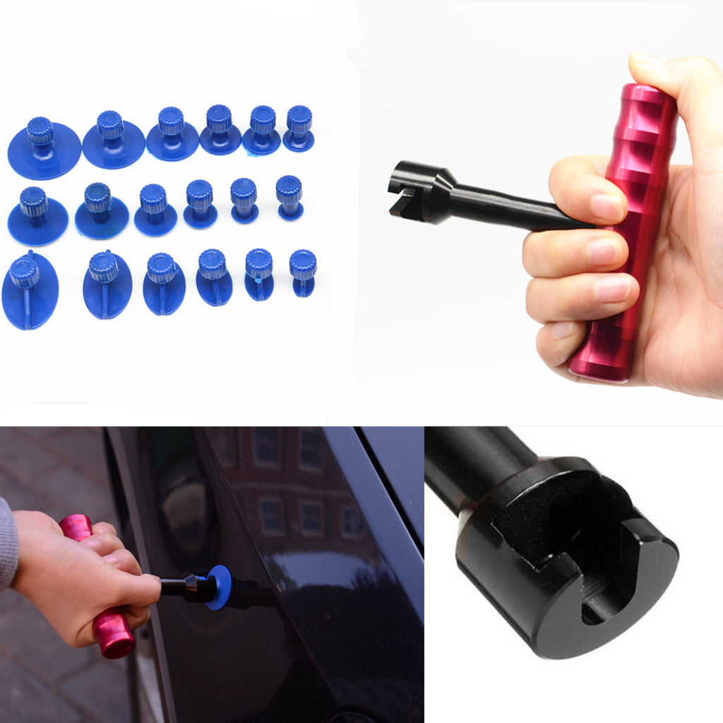 Car Autos T-Bar Body Panel Paintless Dent Pit Repair Tool Lifter Puller 18x Tab