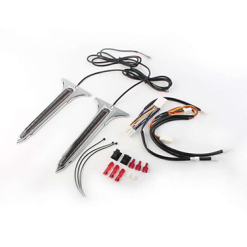 Chrome LED Rear Saddlebag Accents Light Smoke Lens Fit for Harley Touring Road King