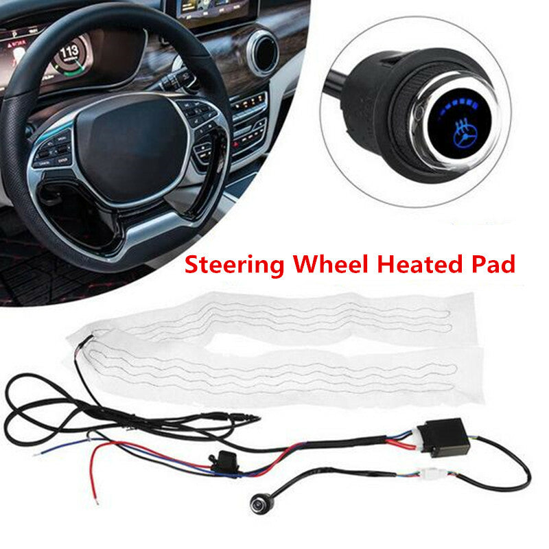 Car Steering Wheel Heating Heated Pad with 6 Gear LED Switch Steering Wheel Prot