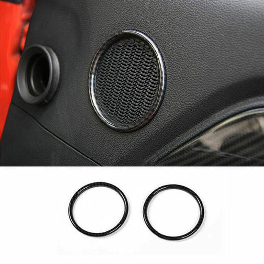 for Ford for Mustang 2015-2022 Carbon Fiber Inner Door Horn Frame Cover Trim 2PCS