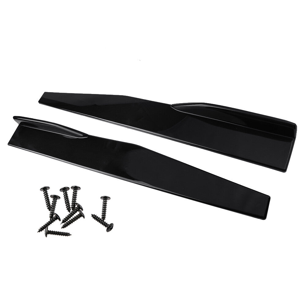 Glossy black exterior side skirts + front lip chin impact protection body kit (universal)