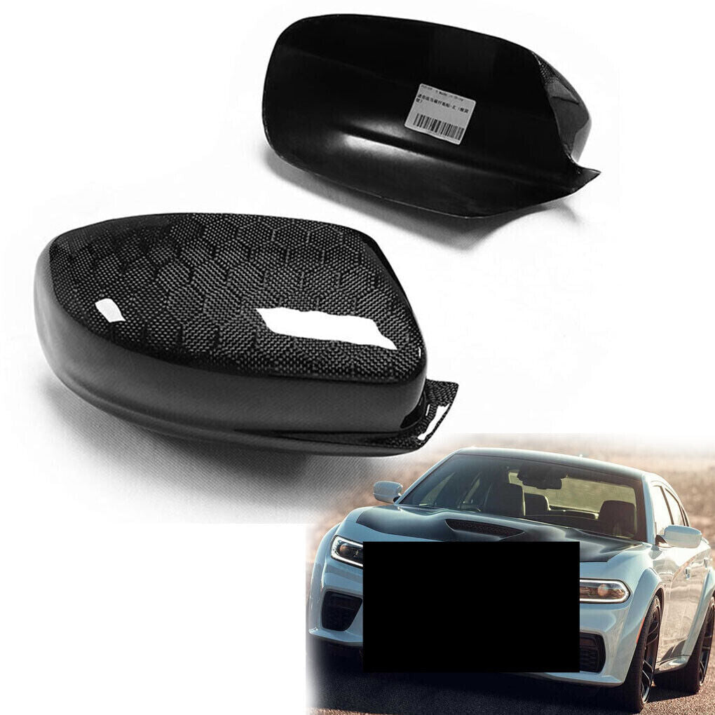 Fit for Dodge 2010-2023 Pair Honeycomb Real Carbon Fiber Side Mirror Cover Cap