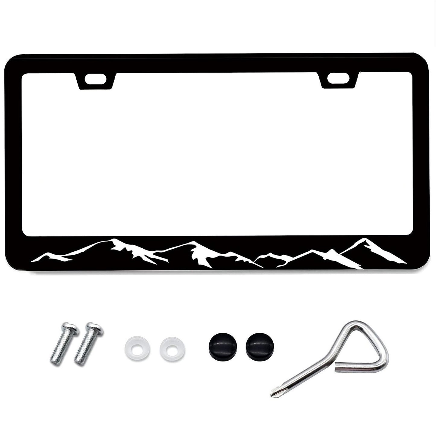 for Jeep Grand Cherokee Mountains BLACK Metal Car SUV License Plate Frame Cover