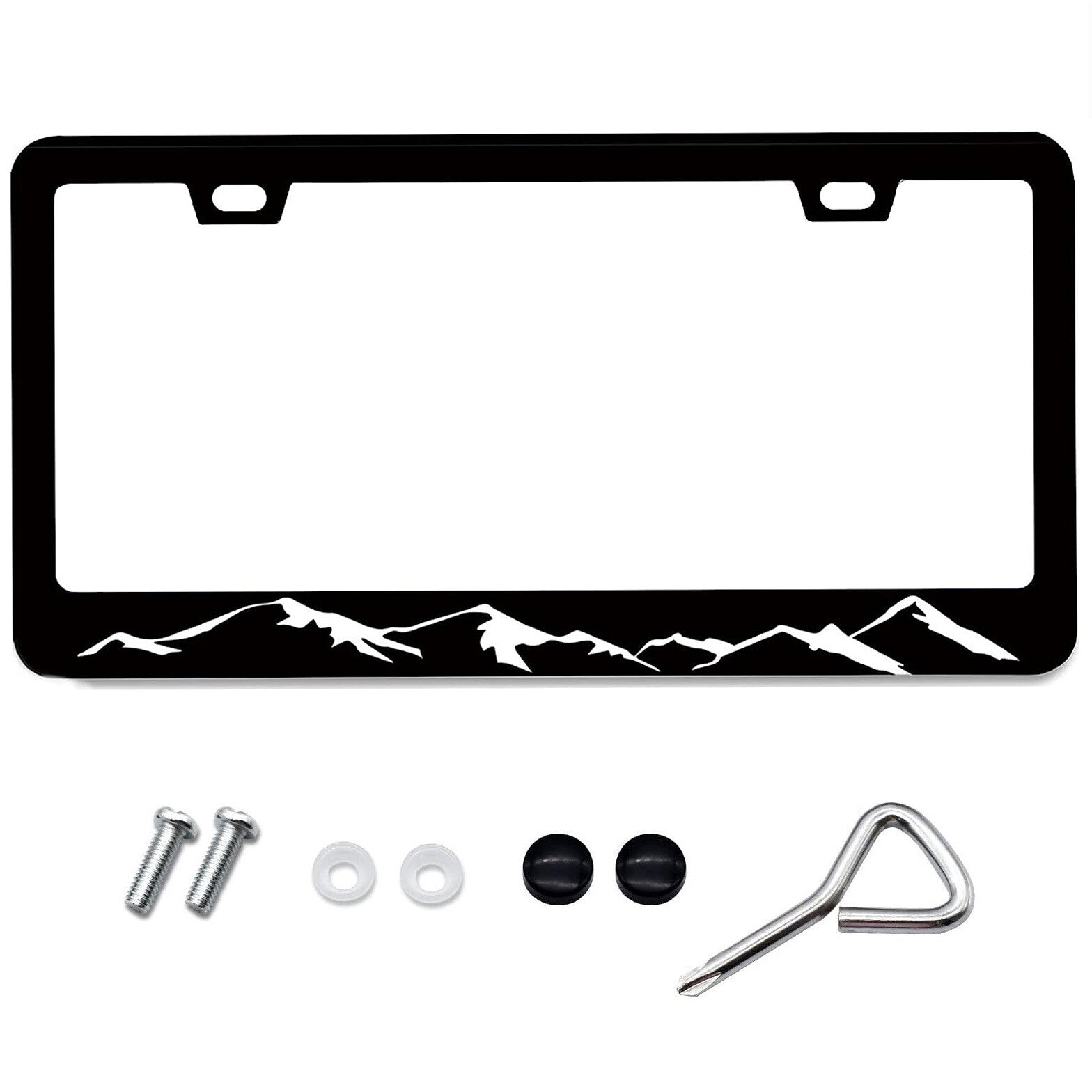 for Jeep Grand Cherokee Mountains BLACK Metal Car SUV License Plate Frame Cover