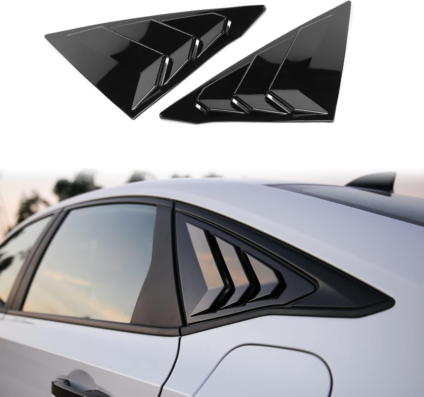 Car Side Window Louvers for Honda for Civic Sedan 22-25 Air Vent Cover Glossy Black