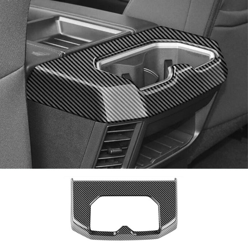 Carbon fiber rear cup holder cover trim frame, 1 piece, for Toyota Sequoia 2023/2024