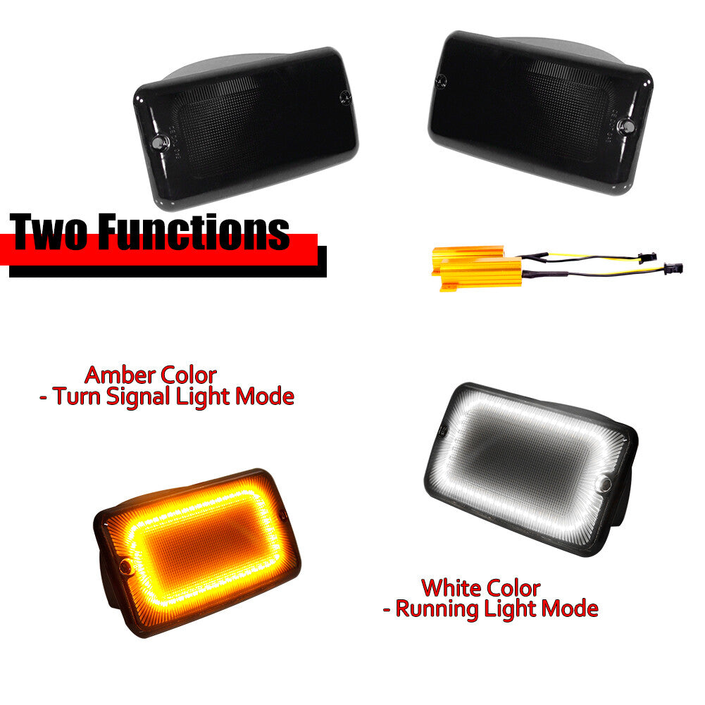 Black LED front bumper turn signal lights with switch, suitable for Jeep for Wrangler TJ 97-06
