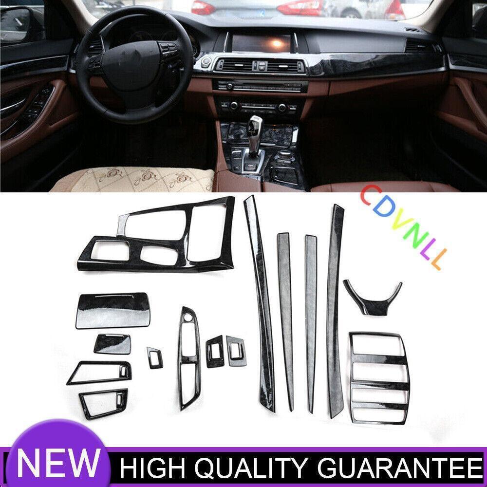 for BMW 5 Series 2011-16 Black Wood Grain Interior Full Moulding Decor Cover Kit