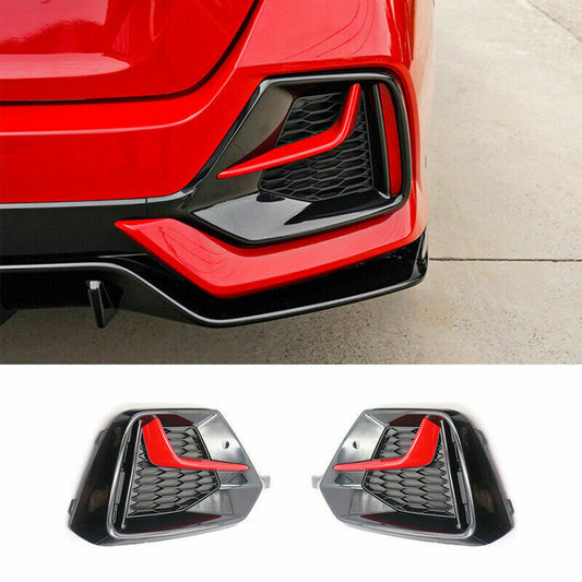 2P for Honda for Civic Hatchback 2016-2021 Black+Red Rear Fog Light Lamp Cover Trims