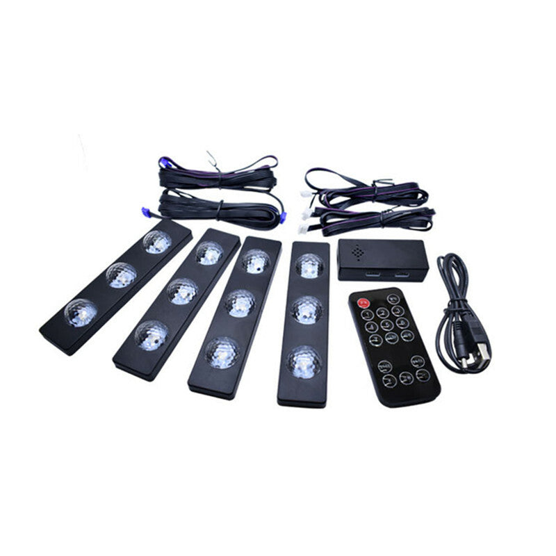 Car RGB Atmosphere Light Modification USB Sole Lamp Star Colorful Voice Control