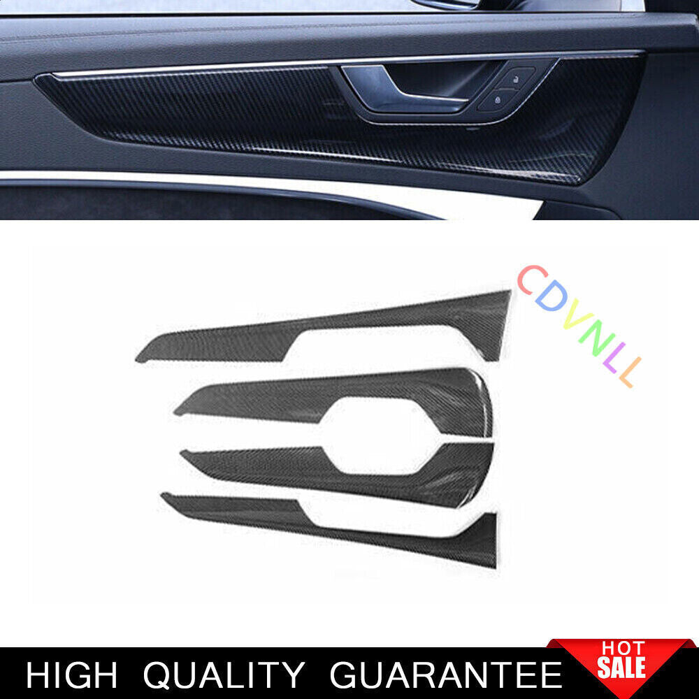 Fit for Audi A6 A7 2019-24 Carbon Fiber Look Inner Door Panel Molding Strip Trim