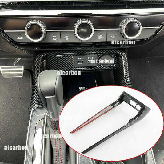 for Honda for Civic 2022-2023 Carbon Fiber Console Gear Shift Box Panel Cover Trim