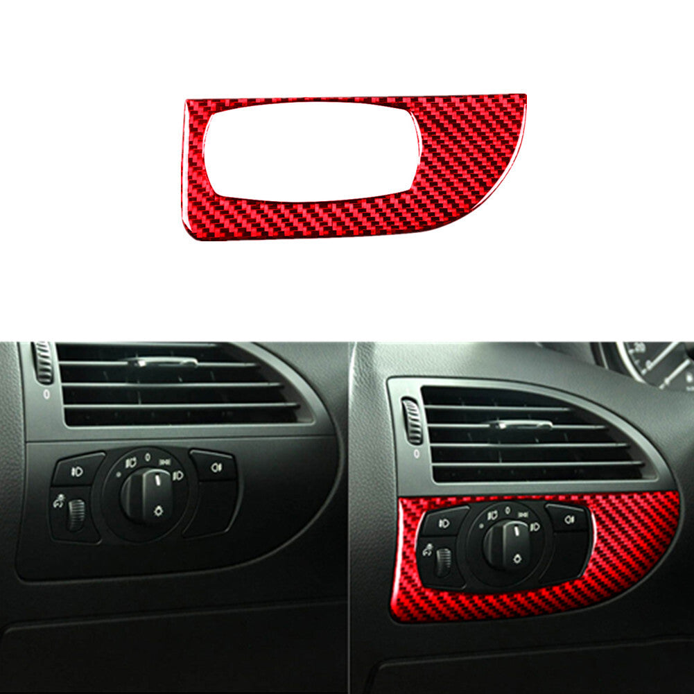 Red Carbon Fiber Headlight Switch Panel Cover Trim for BMW 6 Series M6 2004-2010