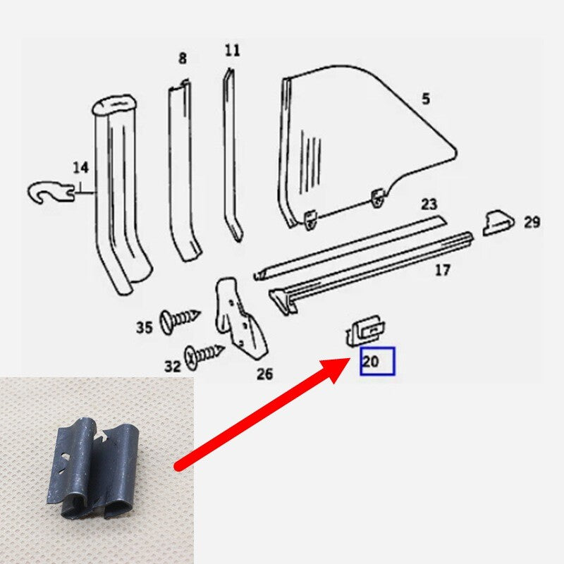 1-Pack Weatherstrip Door Window Sealing Clips (Metal Clips) for Mercedes A1239880378