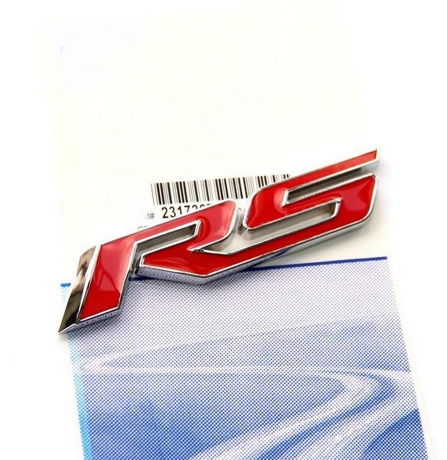 Red chrome tailgate badge for Chevrolet Camaro RS
