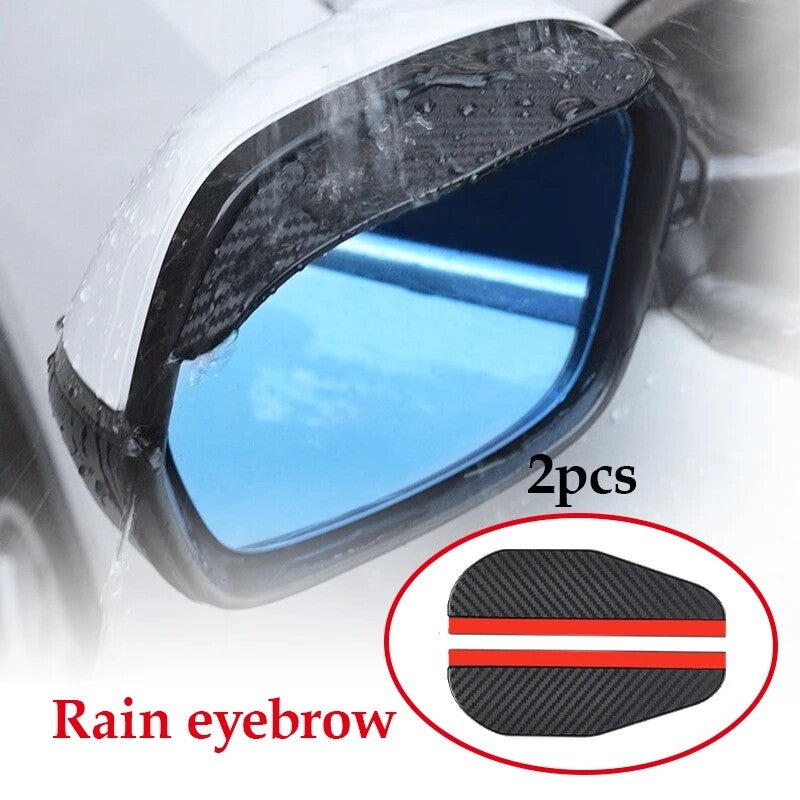 2 PCS Car Rear View Side Mirror Rain Board Eyebrow Guard Carbon Fiber Sun Visor