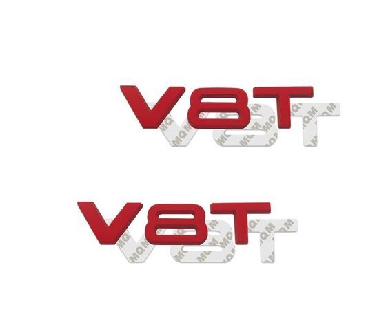 2-Pack for Audi V8T Side Fender Rear Badge Stickers Red A3 for A4 for A5 for A6 A7 for A8 Q3