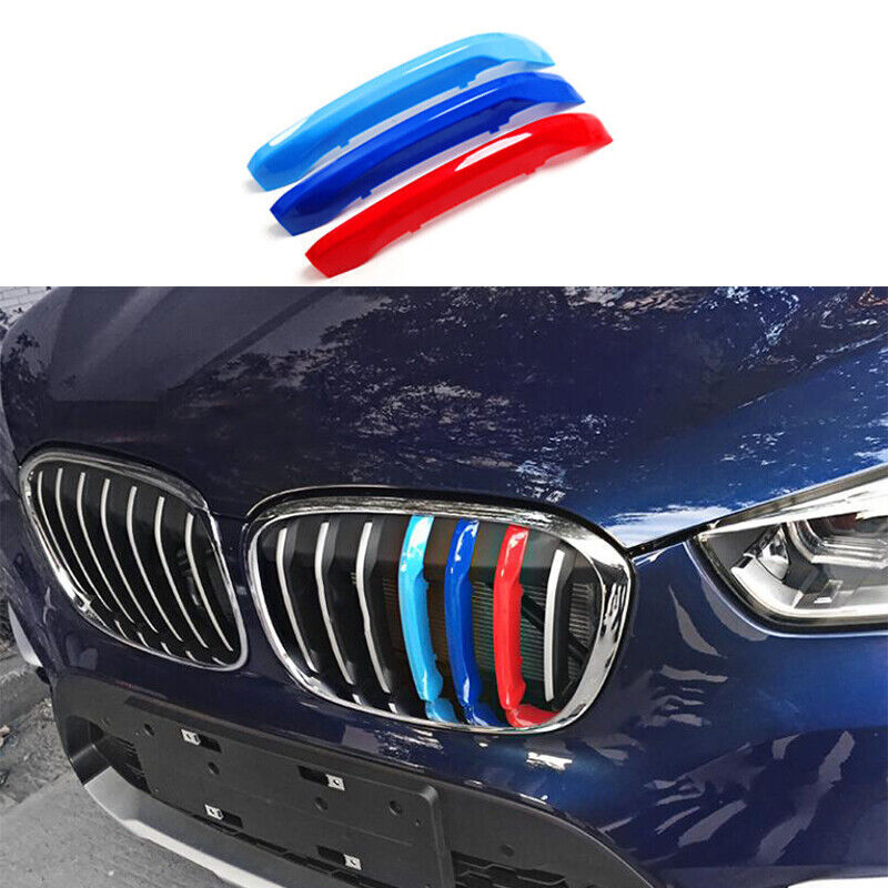 for BMW X1 2016-2019 3-Color Car Front Center Mesh Grille Grill Strip Cover Trim