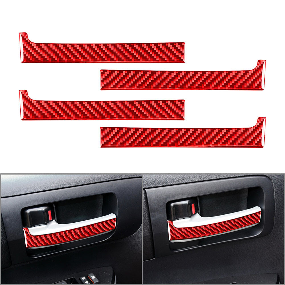 4x Carbon Fiber Interior Door Handle Panel Cover Trim Fit for Toyota Tundra 2014-21