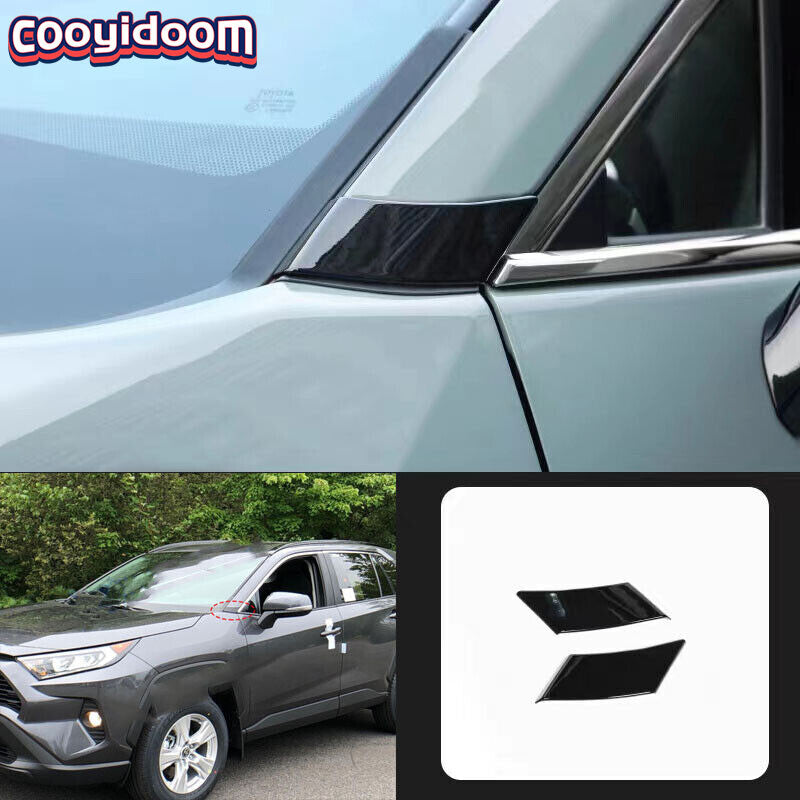 2 Black Side Door Window ABS Molding Cover Trim for Toyota RAV4 2019-2023
