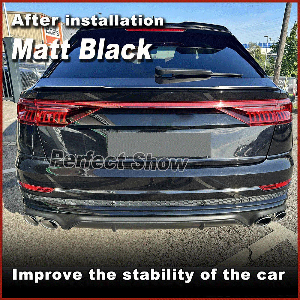 Fit for Audi Q8 SQ8 2019-2022 Black Rear Bumper Diffuser Lip W/Exhaust Trim Tips