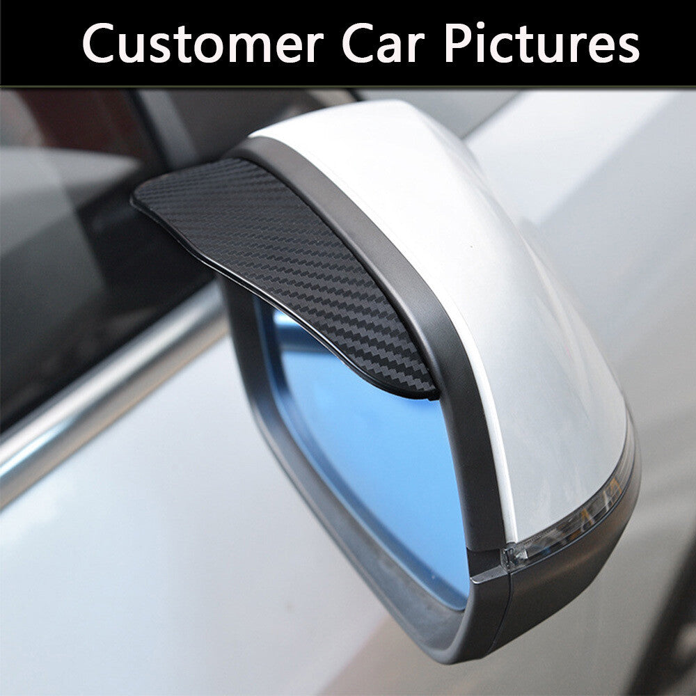 2PCS Rear View Side Mirror Rain Board Eyebrow Guard Sun Visor Trim Carbon Look