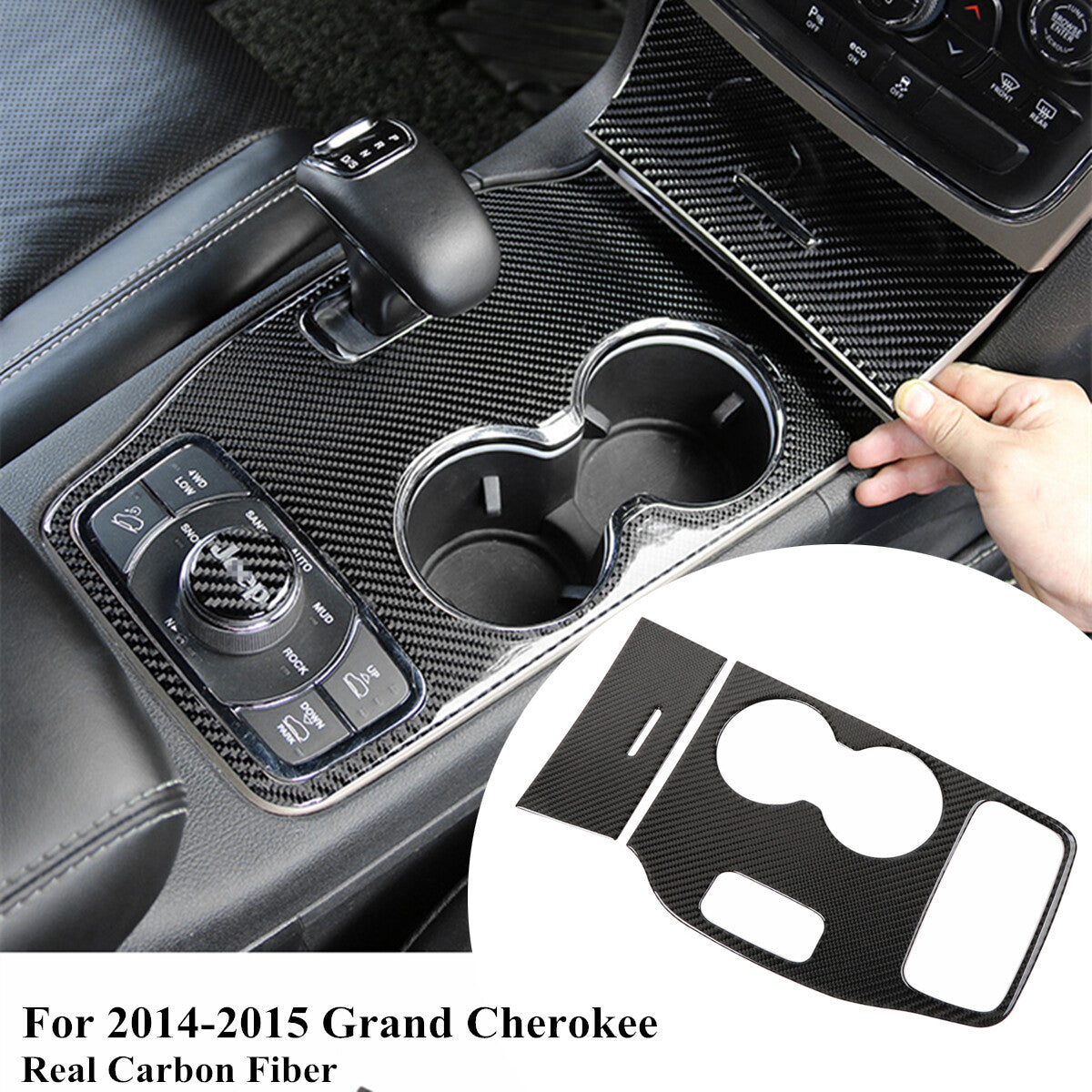 Carbon Fiber Gear Shift Panel Cover for Jeep Grand Cherokee 2014 2015 Limited
