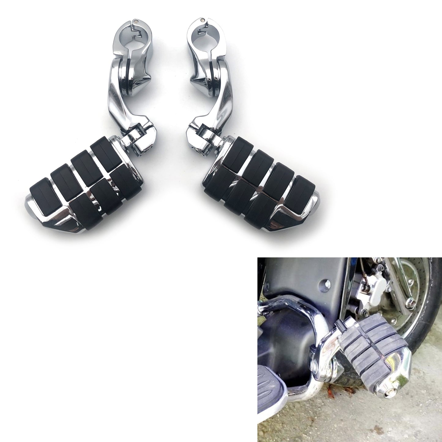 Chrome 1-1/4 Highway Motorcycle Foot Pegs Pedals Crash Bar for Harley Davidson