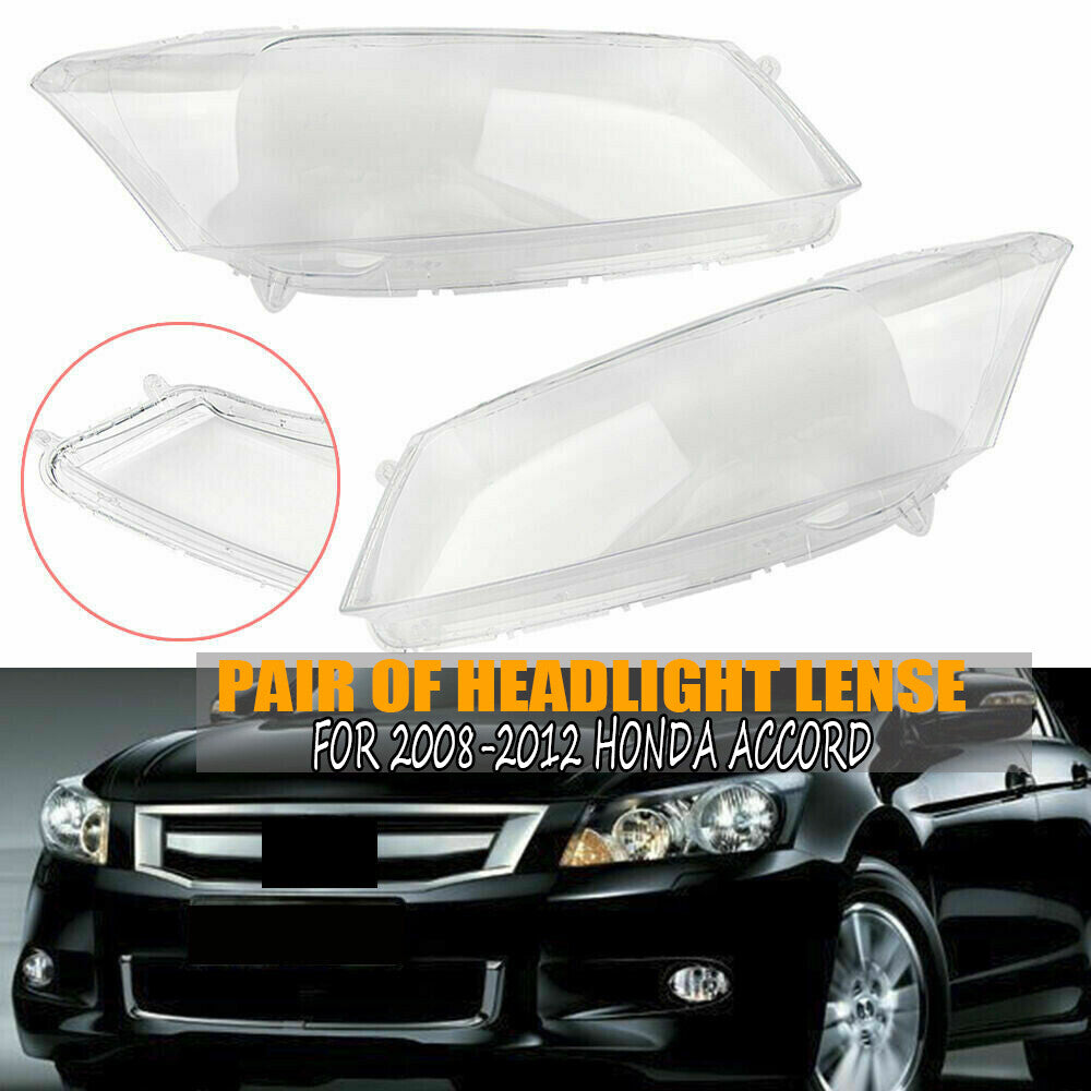 Headlight housing, lens cover, and lens cap suitable for 2008-2012 for Honda Accord, transparent left and right sides.