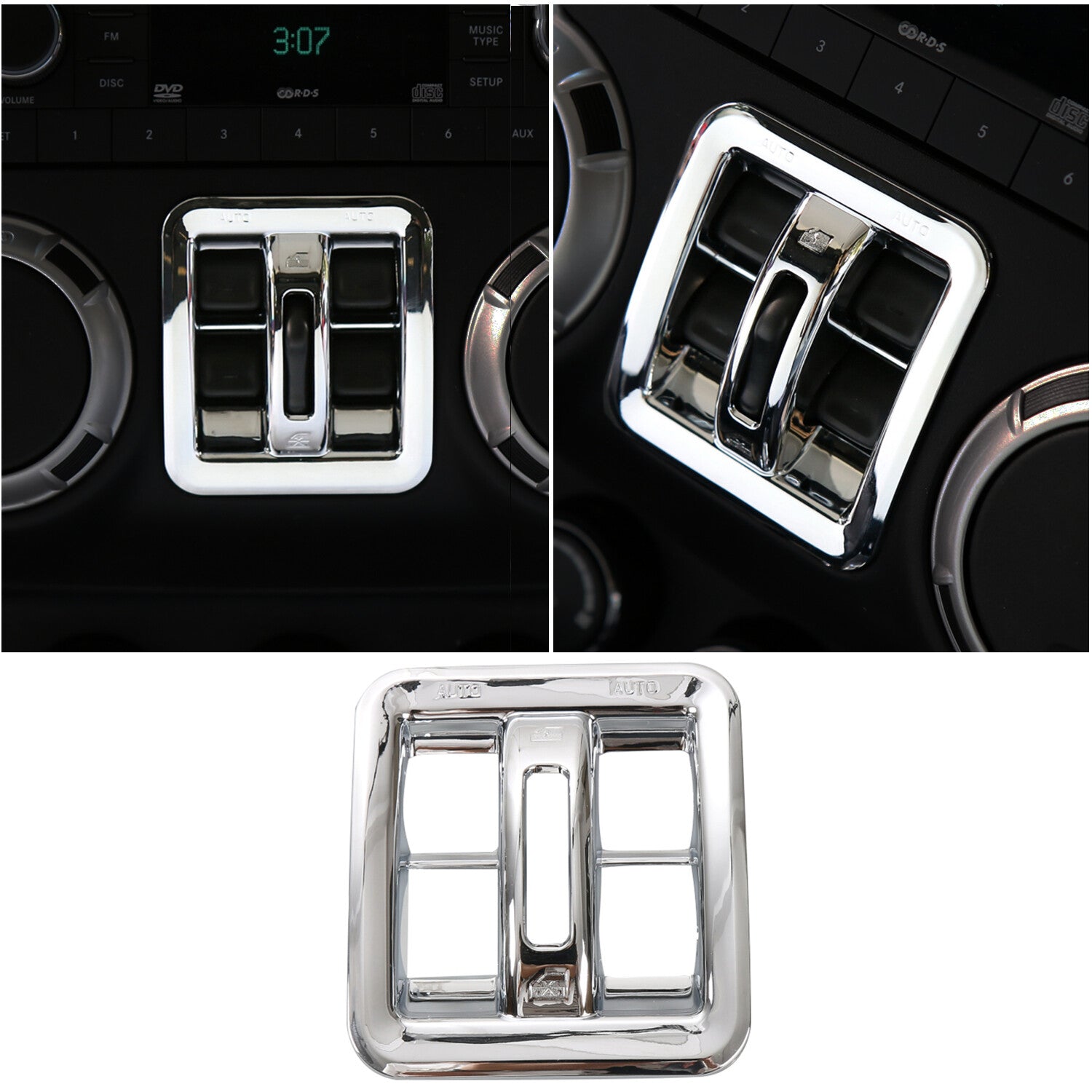 for Jeep for Wrangler JK Sports Sahara 11-17 Window Switch Button Cover Chrome Trim