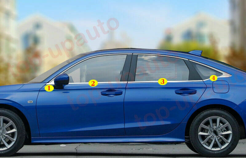 for Honda for Civic 2022-2024 Chrome Steel Lower Window Strips Cover Trim Decoration