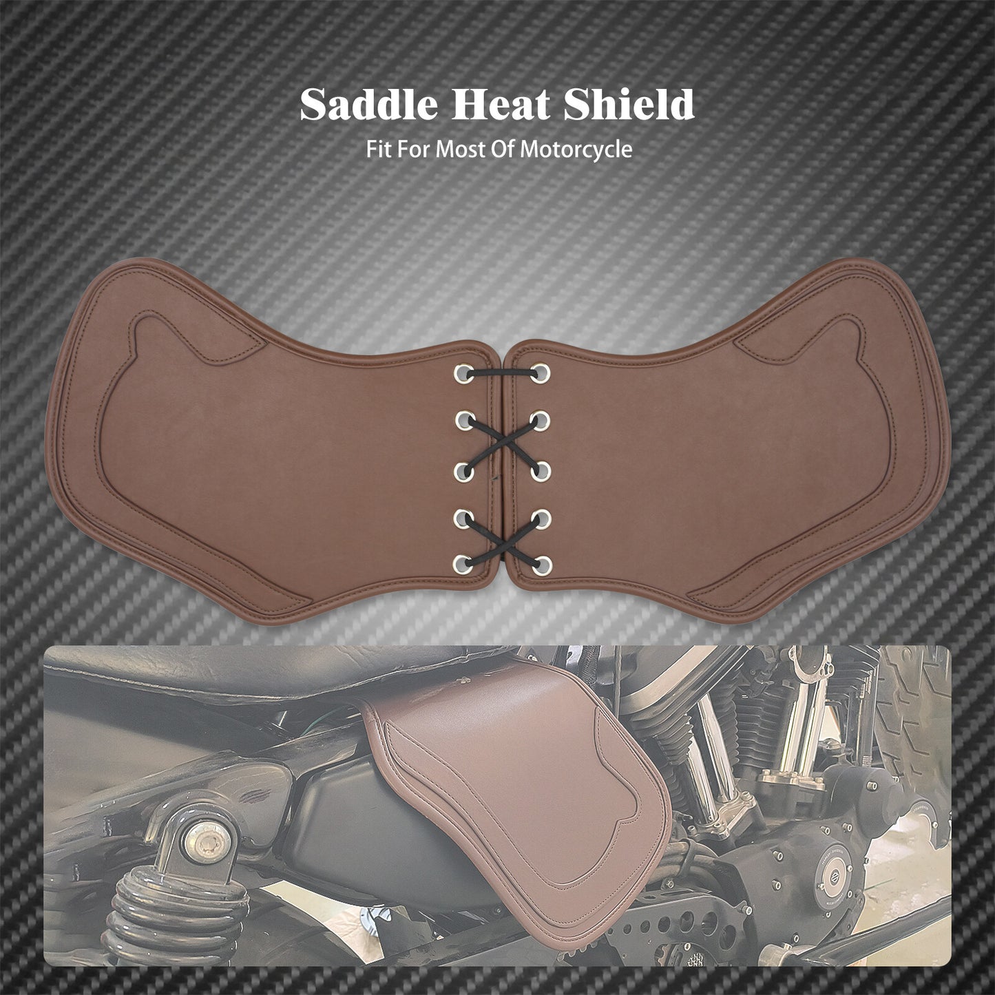 Brown Leather Heat Saddle Shield Deflector Cushion Fit for Harley Sportster Dyna