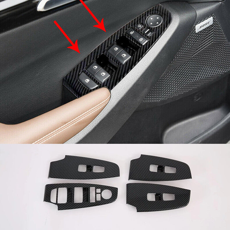 for Kia Seltos 2020-2023 Carbon Fiber Inner Window Lift Panel Switch Cover Trim