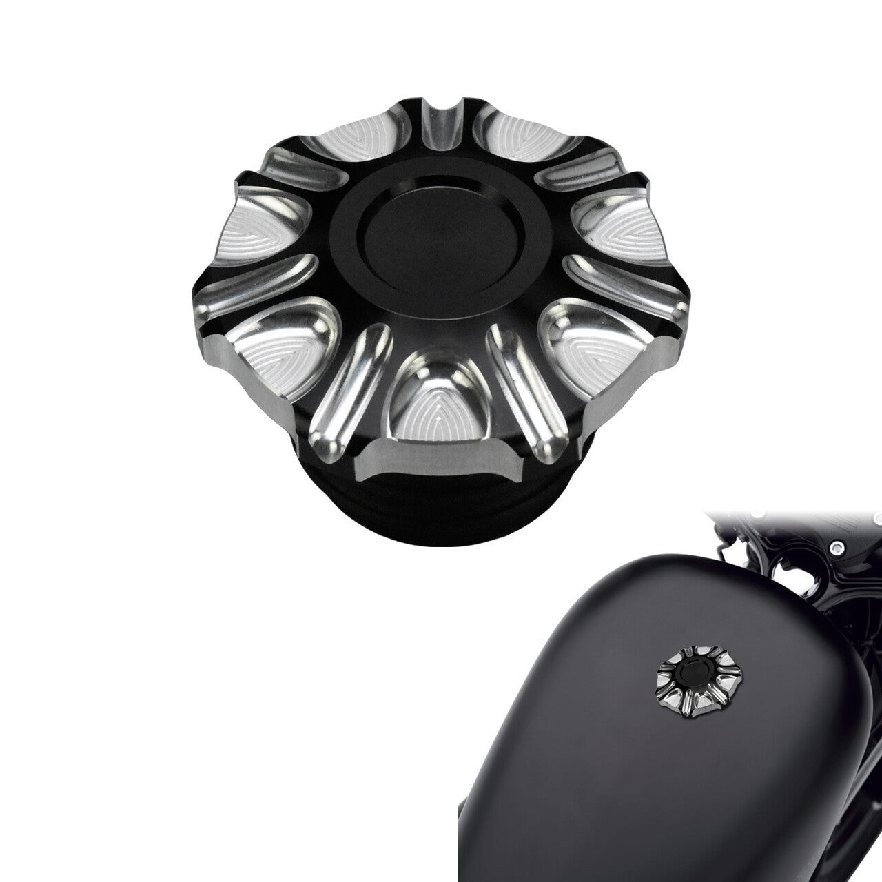 CNC Vented Gas Fuel Tank Cap Right-Hand Thread Fit for Harley Road King Softail